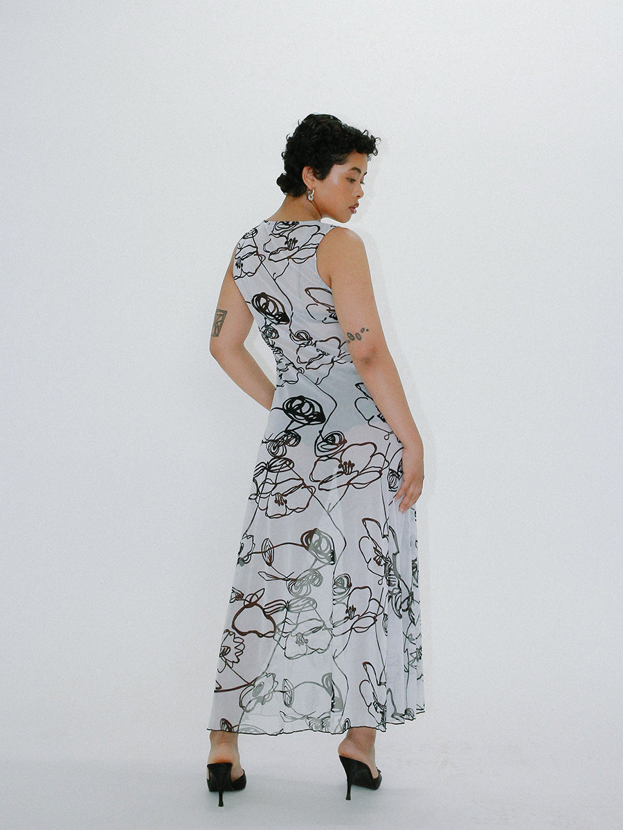 ann alder mesh sleeveless maxi dress